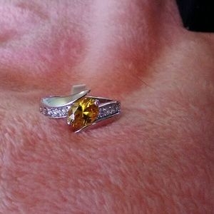 Ladies size 10 Oval Citrine, white Gold with multi stone